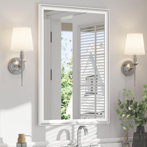 ushower 2 حزمة مرايا الحمام السوداء لأكثر من بالوعة 24x36 بوصة، الألومنيوم مؤطرة مرآة الغرور مستطيلة للجدار، غرفة نوم، غرفة المعيشة، مدخل، مكافحة الصدأ، الزجاج المقسى HD، أفقي / عمودي in Kuwait