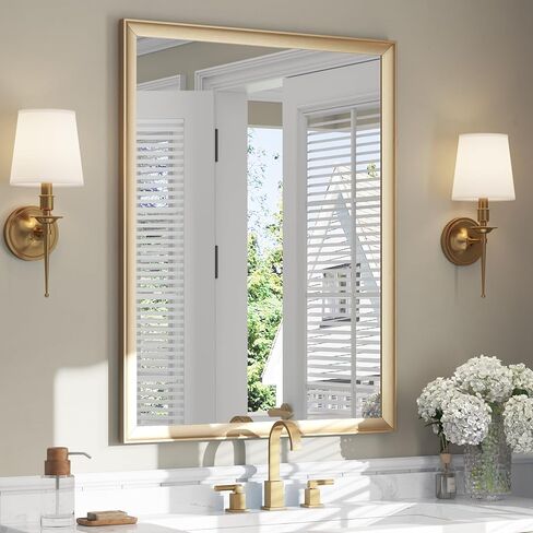 ushower 2 حزمة مرايا الحمام السوداء لأكثر من بالوعة 24x36 بوصة، الألومنيوم مؤطرة مرآة الغرور مستطيلة للجدار، غرفة نوم، غرفة المعيشة، مدخل، مكافحة الصدأ، الزجاج المقسى HD، أفقي / عمودي in Kuwait
