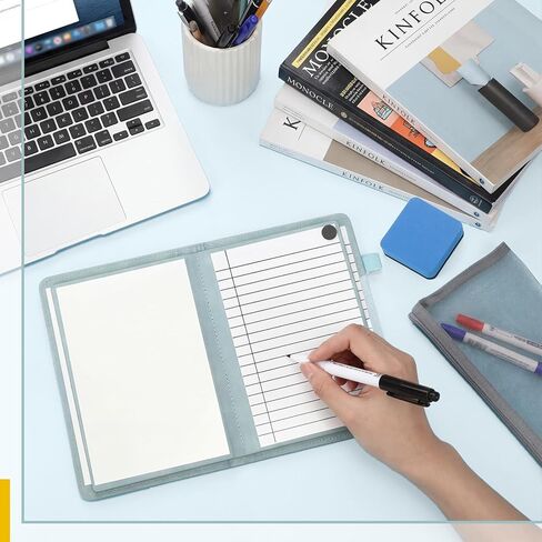 6 Sides Dry Erase Notebook Portable Whiteboards Notebook Small Reusable College Ruled Lined Board Folding Mini Travel Dry Erase White Board for Office Study(Haze Blue,A6: 5 x 7 Inches) in Saudi Arabia
