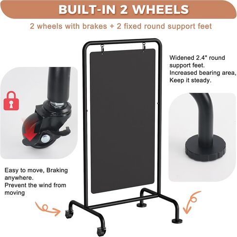 SELEAD Metal Swinging Chalkboard with Wheels - 40" x 20" Double Sided Rolling Sidewalk Chalk Board Easel Sign, Large Outdoor Indoor Menu Message Sandwich Pizarra for Business, Wedding, Cafe in Kuwait