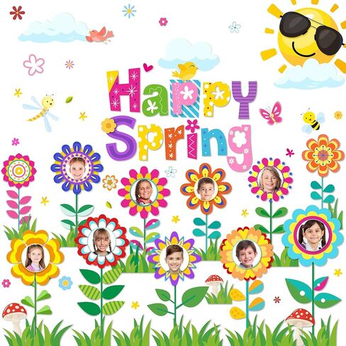 Spring Bulletin Board Decorations, Hello Spring Bulletin Board Decorations Includes Flower Mindset Photo Posting Craft Cutouts and Sun Cloud Cutouts for School Offices Classroom Back to School Party in Saudi Arabia