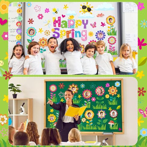 Spring Bulletin Board Decorations, Hello Spring Bulletin Board Decorations Includes Flower Mindset Photo Posting Craft Cutouts and Sun Cloud Cutouts for School Offices Classroom Back to School Party in Saudi Arabia