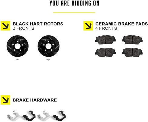 Hart Brakes Brake Kit For2005-2007 Cadillac XLR; 2005-2009 Chevrolet Corvette| Drilled and Slotted Brake Rotors| Ceramic Brake Pads and Rotors Kit|Hardware included in Saudi Arabia