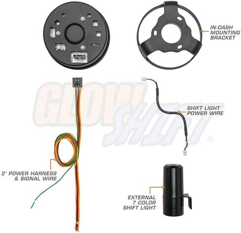 GlowShift White 7 Color 10,000 RPM Tachometer Gauge - for 1-10 Cylinder Gas Powered Engines - Built-in Shift Light - Mounts in Custom Dashboard - White Dial - Clear Lens - 3-3/4" 95mm in Saudi Arabia