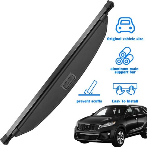 Marretoo Cargo Cover for for Kia Sorento 2016 2017 2018 2019 2020 for Kia Sorento Accessories Black Factory Style SUV Trunk Cover Cargo Security Shade Trunk Cover in Saudi Arabia
