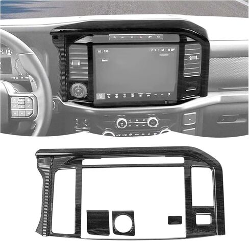RT-TCZ Center Console Navigation GPS Panel Cover Trim Decoration Interior Accessories for Ford F150 Raptor 2024 2025 (Black Wood Grain) in Saudi Arabia