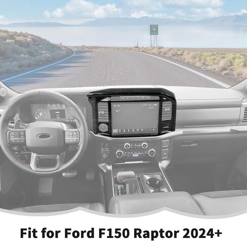 RT-TCZ Center Console Navigation GPS Panel Cover Trim Decoration Interior Accessories for Ford F150 Raptor 2024 2025 (Black Wood Grain) in Saudi Arabia