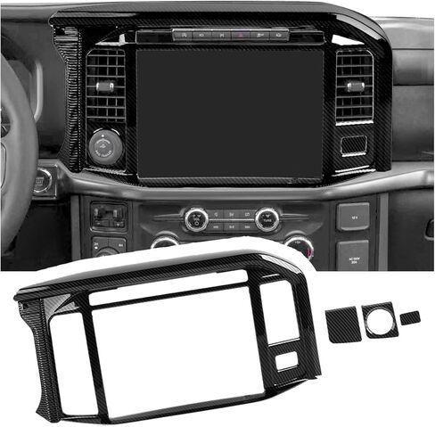 RT-TCZ Center Console Navigation GPS Panel Cover Trim Decoration Interior Accessories for Ford F150 Raptor 2024 2025 (Black Wood Grain) in Saudi Arabia