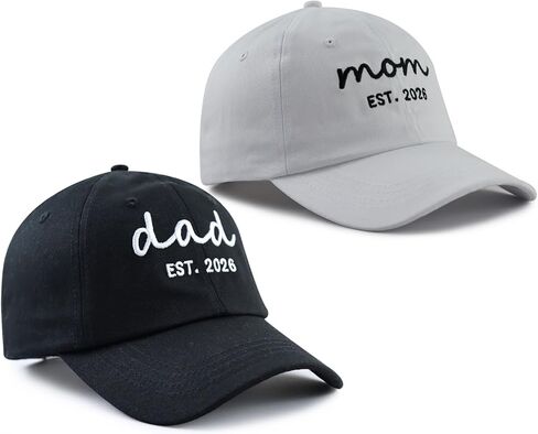 XacaYuerp 2PCS Dad and Mom EST 2026 Hats for Men Women, Funny Adjustable Cotton Embroidered New Parents Baseball Cap in Kuwait