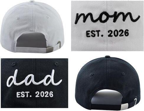 XacaYuerp 2PCS Dad and Mom EST 2026 Hats for Men Women, Funny Adjustable Cotton Embroidered New Parents Baseball Cap in Kuwait