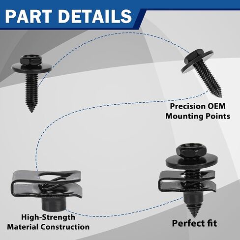 10Pcs M8-1.25 Extruded U Nuts Body Bolts Screw Kit Compatible for Buick Chrysler Cadillac GM Ford Chevy - Fender Bumper Radiator Hood Shield Panel 11500661 11503317 N623343-S2 11516150 in Saudi Arabia