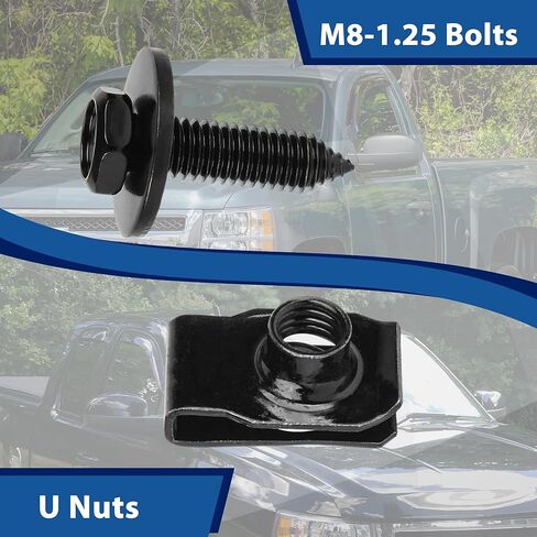 10Pcs M8-1.25 Extruded U Nuts Body Bolts Screw Kit Compatible for Buick Chrysler Cadillac GM Ford Chevy - Fender Bumper Radiator Hood Shield Panel 11500661 11503317 N623343-S2 11516150 in Saudi Arabia