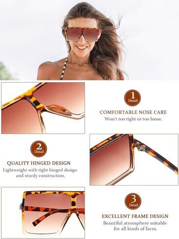 Frienda 6 Pieces Oversized Shades Square Top Sunglasses Square Oversized Sunglasses Fashion Shades for Women in Saudi Arabia