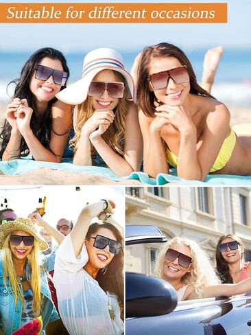 Frienda 6 Pieces Oversized Shades Square Top Sunglasses Square Oversized Sunglasses Fashion Shades for Women in Saudi Arabia
