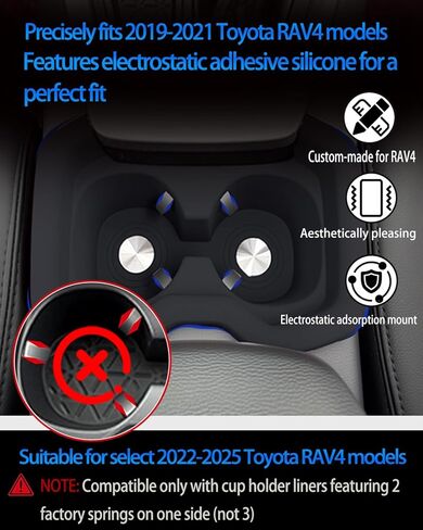 Silicone Cup Holder Insert for 2019-2021 Toyota RAV4 Accessories/Also Fits for Certain 2022-2025 RAV4, Seamless Fit, Odorless, Anti-Slip, Scratch/Stain Resistant, Noise Reduction in Kuwait