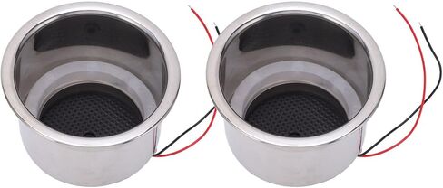 2Pcs DC 12V LED Cup Holder Rustproof 304 Stainless Steel LED Drink Holder with Draining Hole for Marine Boat Car (Green LED) in Saudi Arabia