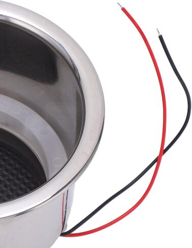 2Pcs DC 12V LED Cup Holder Rustproof 304 Stainless Steel LED Drink Holder with Draining Hole for Marine Boat Car (Green LED) in Saudi Arabia