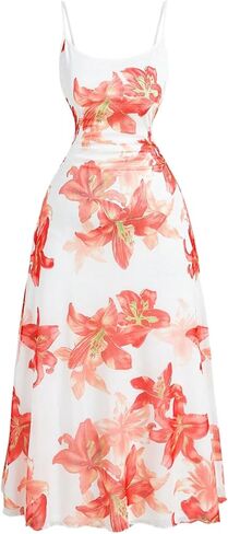 فستان نسائي طويل مقاس كبير للصيف والربيع لحفلات الزفاف فستان بوهو ماكسي مزين بالزهور مكشكش لقضاء العطلات على الشاطئ فساتين الشمس الواسعة in Kuwait