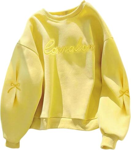 SHENHE Women's Crewneck Sweatshirt Bow Letter Embroidered Fall Sweatshirt Pullover in Saudi Arabia