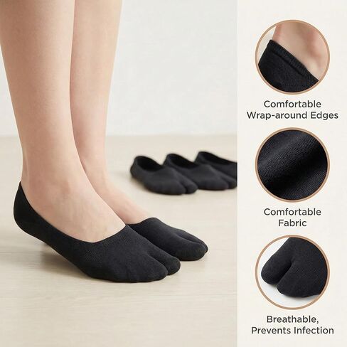 8 Pairs Tabi Socks Women, No Show Japanese Non Slip Low Cut Split Toe Tabby Socks in Kuwait