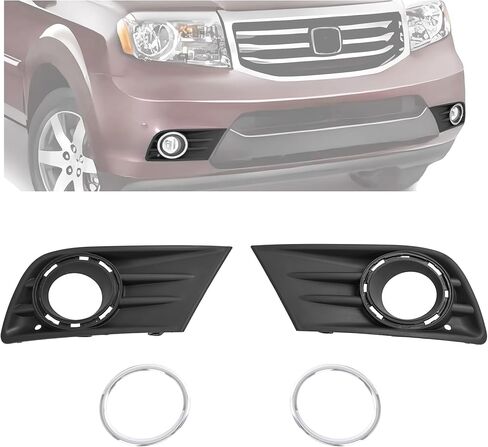HECASA Pair Fog Light Bezel w/Chrome Ring Set Compatible with 2012-2015 Honda Pilot Replacement for 71107SZAA50 71102SZAA50 HO1039145 HO1038145 Front Fog Lamp Cover Trim Driver&Passenger Side 4 Pcs in Saudi Arabia