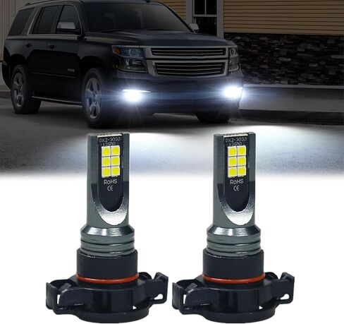 Fit For Chevy Tahoe (2007-2019) LED Fog Lights,5202/5201/PS24W/2504 LED Fog Light Bulbs,6000K White 300% Super Bright, Plug-N-Play, IP68, Fog Light DRL Replacement Bulbs,Pack of 2 in Kuwait