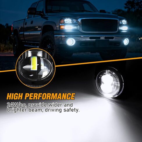 مصابيح الضباب LED OPP ULITE لسيارة GMC Sierra 1500 2500 3500 2003-2006، قابس ممتص الصدمات عالي التحمل N Play استبدال ضوء الضباب للقيادة، عبوة من قطعتين، أسود in Kuwait