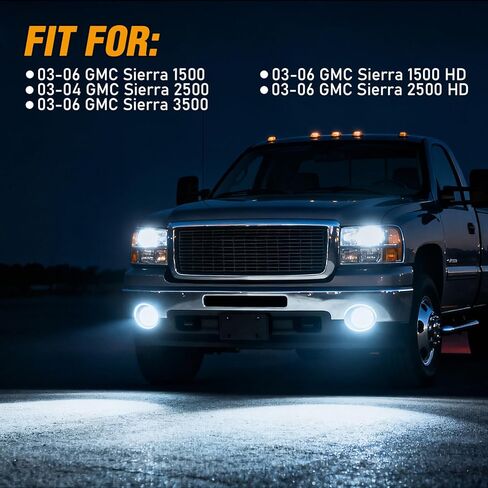 مصابيح الضباب LED OPP ULITE لسيارة GMC Sierra 1500 2500 3500 2003-2006، قابس ممتص الصدمات عالي التحمل N Play استبدال ضوء الضباب للقيادة، عبوة من قطعتين، أسود in Kuwait