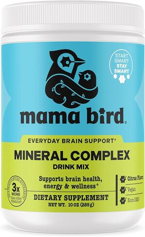 Best Nest Wellness Mama Bird Multi Mineral Supplement Powder Complex w/Magnesium, Choline, Calcium and More, Supports Brain & Bone, Non-GMO, Fizzy Lemon-Lime Drink Mix, 10 oz in Kuwait