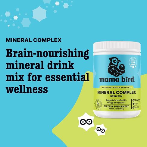 Best Nest Wellness Mama Bird Multi Mineral Supplement Powder Complex w/Magnesium, Choline, Calcium and More, Supports Brain & Bone, Non-GMO, Fizzy Lemon-Lime Drink Mix, 10 oz in Kuwait