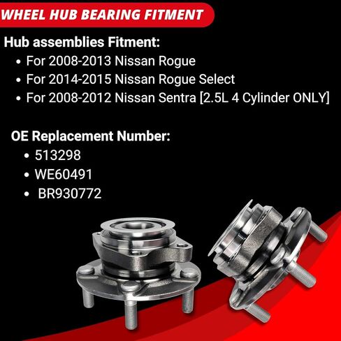 2 قطعة 513298 مجموعة محور العجلة الأمامية تناسب نيسان روج 2008-2013، لروج سيليكت 2014-2015، لسنترا 2007-2012، 5 العروة ث/ABS in Kuwait