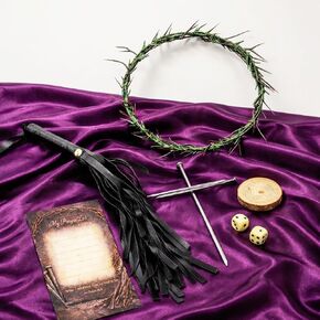 10 Pcs Crown of Thorns Set for Easter & Good Friday – Jesus Crown with 3 Crucifixion Nails, 2 Dice, Whip & Purple Cloth – Holy Week Church Play Christian Religious Decor in Saudi Arabia