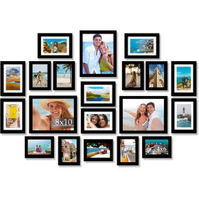 20 حزمة من إطارات الصور لديكور الحائط للتعليق على الحائط أو عرض الطاولة، مجموعة إطارات حائط المعرض للعائلة، إطارات صور متعددة الأحجام بما في ذلك 3 قطع 8 × 10، 8 قطع 5 × 7، 9 قطع 4 × 6، أسود in Kuwait