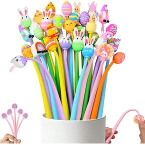 30 قطعة من أقلام عيد الفصح اللطيفة والممتعة لتخفيف التوتر، قلم حبر جل كاواي متنوع لعيد الفصح (عيد الفصح) in Kuwait