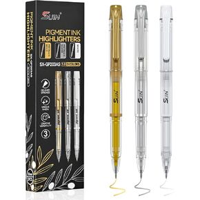 مجموعة أقلام جل معدنية من SUIN مكونة من 3 قطع، أقلام تظليل بالحبر غير الشفاف باللون الذهبي والفضي الأبيض للورق الأسود، وعلامات فنية مغطاة بقطر 1.0 ملم للتلوين للبالغين وصنع البطاقات والتوضيح in Kuwait