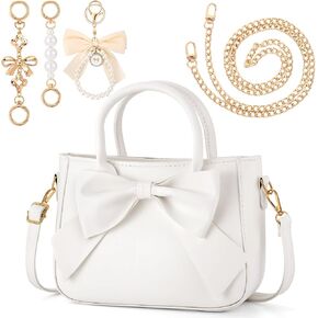 Booson 5 Pack White Purse for Women Bow Leather Crossbody Bag with Extender Chain Adjustable Shoulder Strap in Kuwait