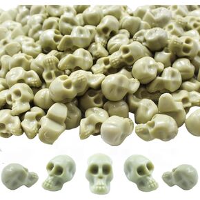 Halloween Mini Plastic Skull Heads, 160Pcs Miniature Decorative Figurines Tiny Skulls for Halloween Vase Filler, Crafts, Prank Props (Bone Color) in Kuwait