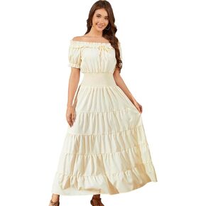 Populus البيج عصر النهضة زي المرأة القرون الوسطى القراصنة فايكنغ مشد كشكش القوطية اللباس لجميع القديسين in Kuwait