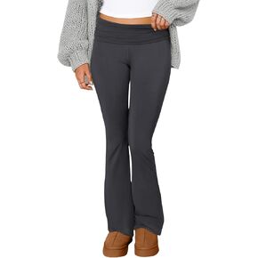 سروال يوجا قابل للطي للنساء منخفض الارتفاع قابل للتمدد من أسفل الجرس للفتيات المراهقات بنطال رياضي لطيف واسع الساق للاستراحة in Kuwait