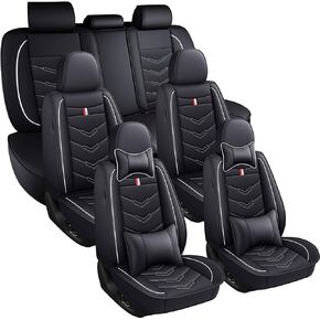أغطية مقاعد السيارة 6 مقاعد لسيارة فولفو XC90 2003-2025، أغطية وسائد جلدية متينة مقاومة للماء، واقي مقعد بتغطية كاملة قابلة للتنفس (قياسي، أسود وأحمر) in Kuwait