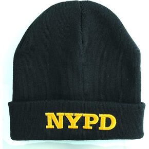NYPD Torkia - قبعة شتوية مرخصة رسميًا مع حروف (أسود مع حروف ذهبية) in Kuwait