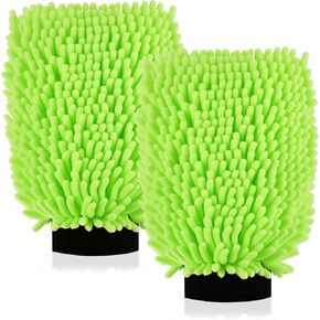 قفازات غسيل السيارات الفاخرة من الألياف الدقيقة من JUSTTOP، عبوتين من قفازات الغسيل المقاومة للخدش، قفازات فائقة النعومة من الألياف الدقيقة للسيارات والشاحنات وسيارات الدفع الرباعي والدراجات النارية (أخضر) in Kuwait