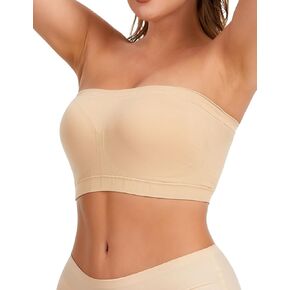 Strapless Bras for Women Non-Slip Push Up Seamless Bandeau Comfy Tube Top Bra Wireless Adjustable Strap with Fixed Pad in Kuwait