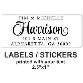 White Address Labels - Personalized Name Stickers, Custom Printed Return Mailing and Shipping Labels for Envelopes, Packages, Business, Home by PrettySweetParty (1000, Serif and Script) in Kuwait