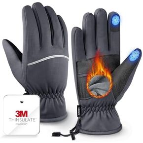 Winter Gloves Men Women Made with 3M Insulation & Plush Lining, -10°F Windproof & Water-Resistant Snow Gloves for Cold Weather, Ski Glove with Reflective Strips & Touchscreen Fingers for Running in Kuwait