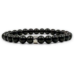 Everwood Cascade Collection Handmade Beaded Bracelet 8mm Ebony Blackwood Beads - Premium Mens Jewelry - Handcrafted in USA with Natural Beads and Stretch Cord in Kuwait