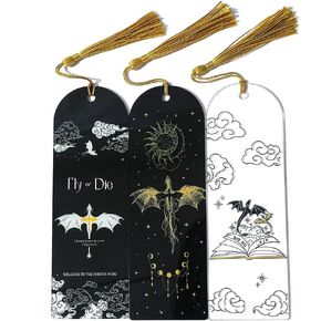 3PCS Fourth Wing Dragon Bookmark Set - Fantasy Dragon Acrylic Bookmarks for 4th Wing Novel Fans Women, Retired, Nurses, Librarians, Tasseled Book Accessories, Page Readers (3Pcs-New) in Kuwait