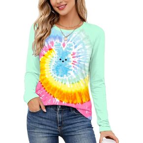 المرأة عيد الفصح قمصان طويلة الأكمام أرنب طباعة البلوز عارضة in Kuwait