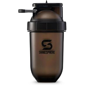 SHAKESPHERE Tumbler Tritan Protein Shaker Bottle and Smoothie Cup, 24 oz - Bladeless Blender Cup Purees Raw Fruit with No Blending Ball - Powder Mixer Shake Mixer for Pre Workout Gym (Clear Black) in Saudi Arabia