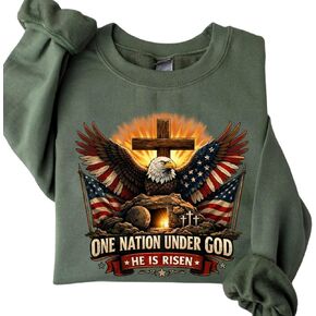 He is Risen Shirt & Sweatshirt, Jesus Religious Easter Shirts, One Nation Under God Shirt, Faith Christian, Freedom American Eagle Hoodie Men & Women, Independence Day USA Flag T-Shirt in Kuwait